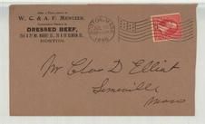 Mr. Charles D Elliot Somerville Mass 1895 W. C. & A. F. Mentzer Dressed Beef, Perkins Collection 1861 to 1933 Envelopes and Postcards